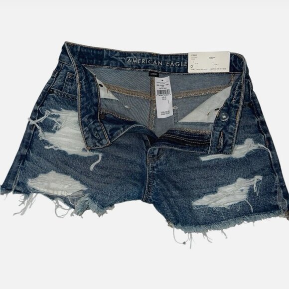 American Eagle Mom Short Strigid Super High Rise Distressed 25W Sz0 Festival - Picture 1 of 3